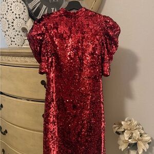 Alice and Olivia Red Sequin Dress